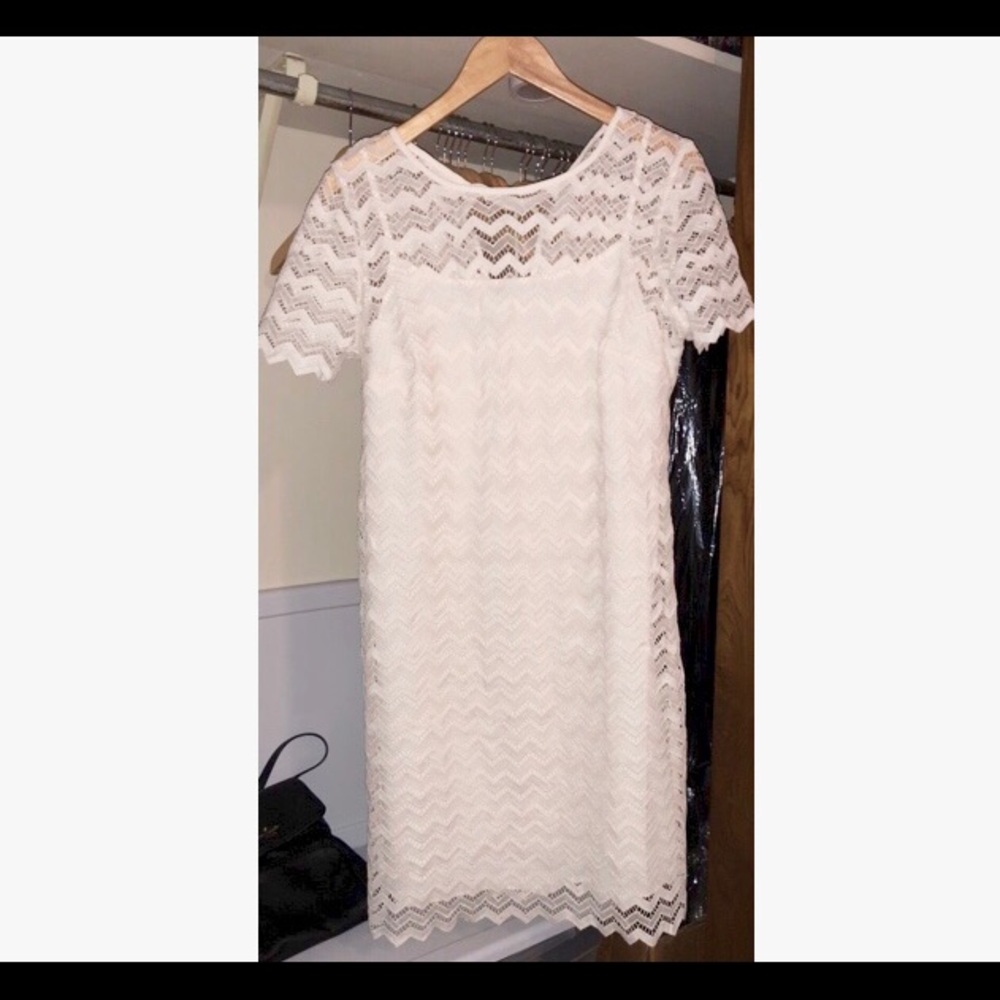 Loft Dress; white; sleeves